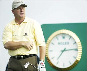 Ian Woosnam looks disappointed with a tee shot