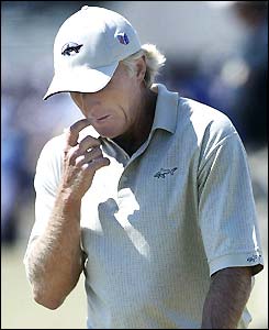 Greg Norman looks downcast