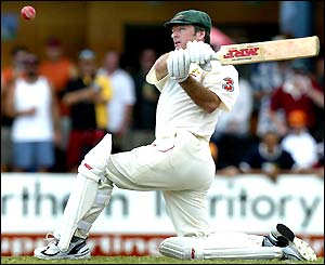 Stev Waugh plays a slog sweep