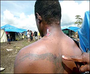 Titinge refugee camp on the outskirts of Honiara