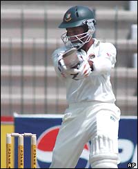 Bangladesh batsman Habibul Bashar cuts
