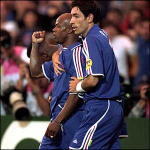 Sylvain Wiltord equalises for France in injury time