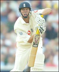 Ed Smith prods forward with his bat