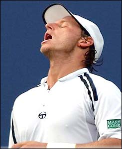 David Nalbandian looks disappointed