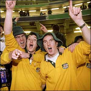 Australia fans celebrate the win in the final 