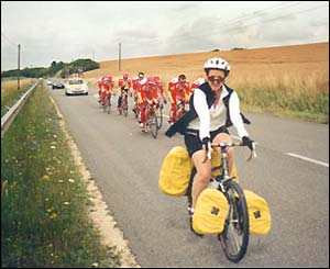 Shelley Boa's husband took this photo of her ahead of the Big Mat team in practice for the Tour de France team time trial