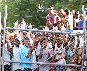 Crowd at Honiara airport