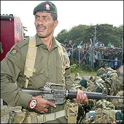 Fijian soldier at Henderson Airport near Honiara 