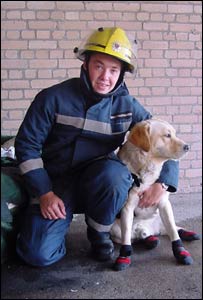 Matt Jones and fire dog