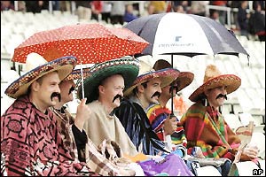 The rain has certainly not dampened the spirits of the Mexican's in the crowd