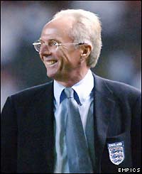 England boss Sven-Goran Eriksson leaves the pitch 