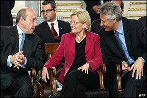 Russian Foreign Minister Igor Ivanov, Anna Lindh, and French counterpart Dominique de Villepin
