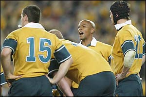 Frustration for Australia captain George Gregan (centre)