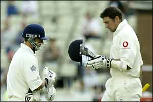 It's a quick collapse from England's tail as Gough and Harmison go in consecutive balls 