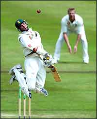 South Africa captain Graeme Smith avoids a bouncer