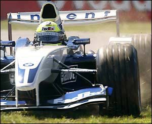 Williams driver Ralf Schumacher spins off the Monza track