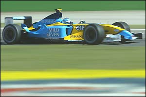 Jarno Trulli drives on his way to sixth place in his Renault