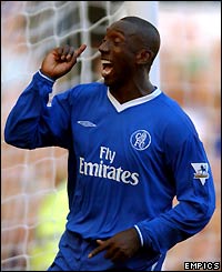 Jimmy Floyd Hasselbaink celebrates scoring