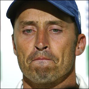 Nasser Hussain faces the media after the Edgbaston Test