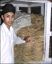 Chapattis in the communal kitchen