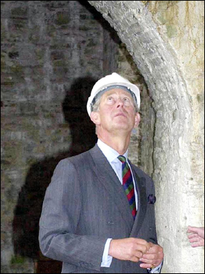 The prince began his tour at the 13th Century St Teilo's Church 