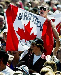 Fan with a Sarstock Canadian flag