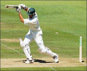 Graeme Smith is bowled by James Anderson