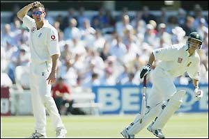 Ashley Giles (left) watches Dippenaar rack up the runs