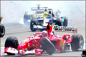 Cars nearer the back stuggled to avoid the carnage