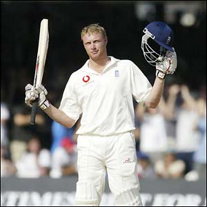 Flintoff reaches his century