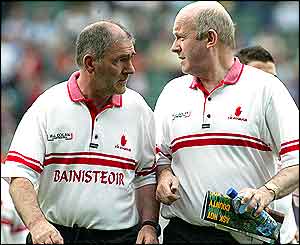 Tyrone boss Mickey Harte and his assistant Fr Gerard McAleer 