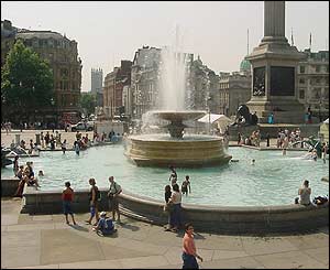 People gathered in Trafalgar Square