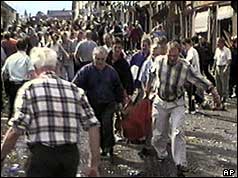 Casualties being rescued immediately after the blast