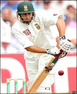 Neil McKenzie plays the ball away on the on side