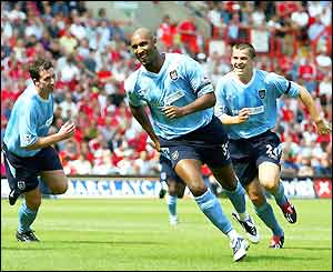 Nicolas Anelka celebrates putting City ahead