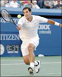 Pete Sampras reaches for a forehand