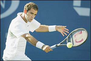 Pete Sampras plays a backhand