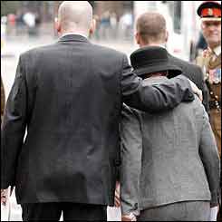 Mourners after the service