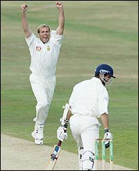 South Africa's Jacques Kallis takes the wicket of Michael Vaughan