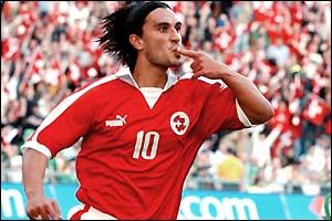 Switzerland's Hakin Yakin scores