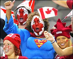 Canadian fans in good spirits before the match against Wales