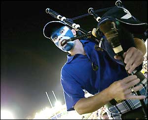 A Scottish fan with bagpipes