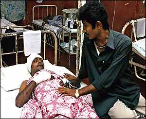 Man receiving treatment at the JJ Hospital in Bombay 