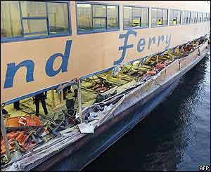 Damaged Staten Island ferry