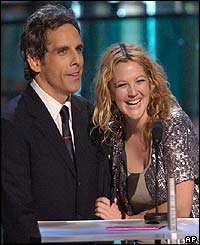 Hollywood actors Ben Stiller and Drew Barrymore