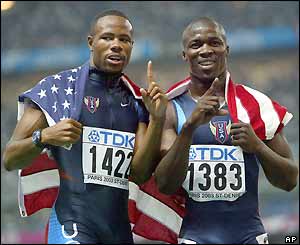 Darvis Patton with American team-mate and friend John Capel