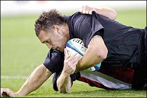 Caleb Ralph score a try for New Zealand