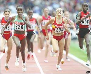 Ethiopia's Tirunesh Dibaba, aged only 18, sprints to gold in the women's 5,000m