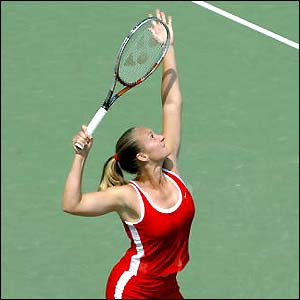 Mary Pierce plays a serve