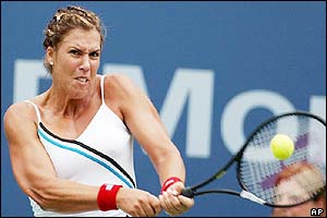 Sixth seed Jennifer Capriati connects with a forehand